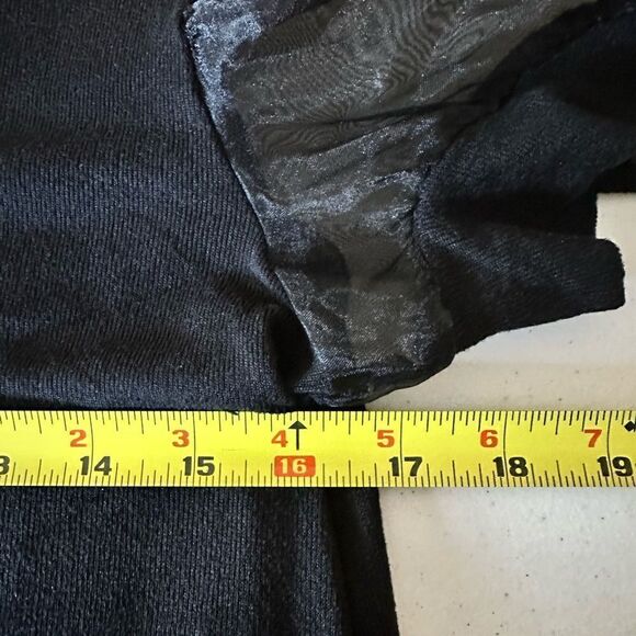 Retrology black top with mesh balloon sleeves and gems on chest - Picture 6 of 7